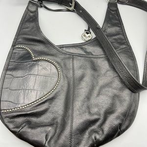 Brighton black leather crossbody purse
